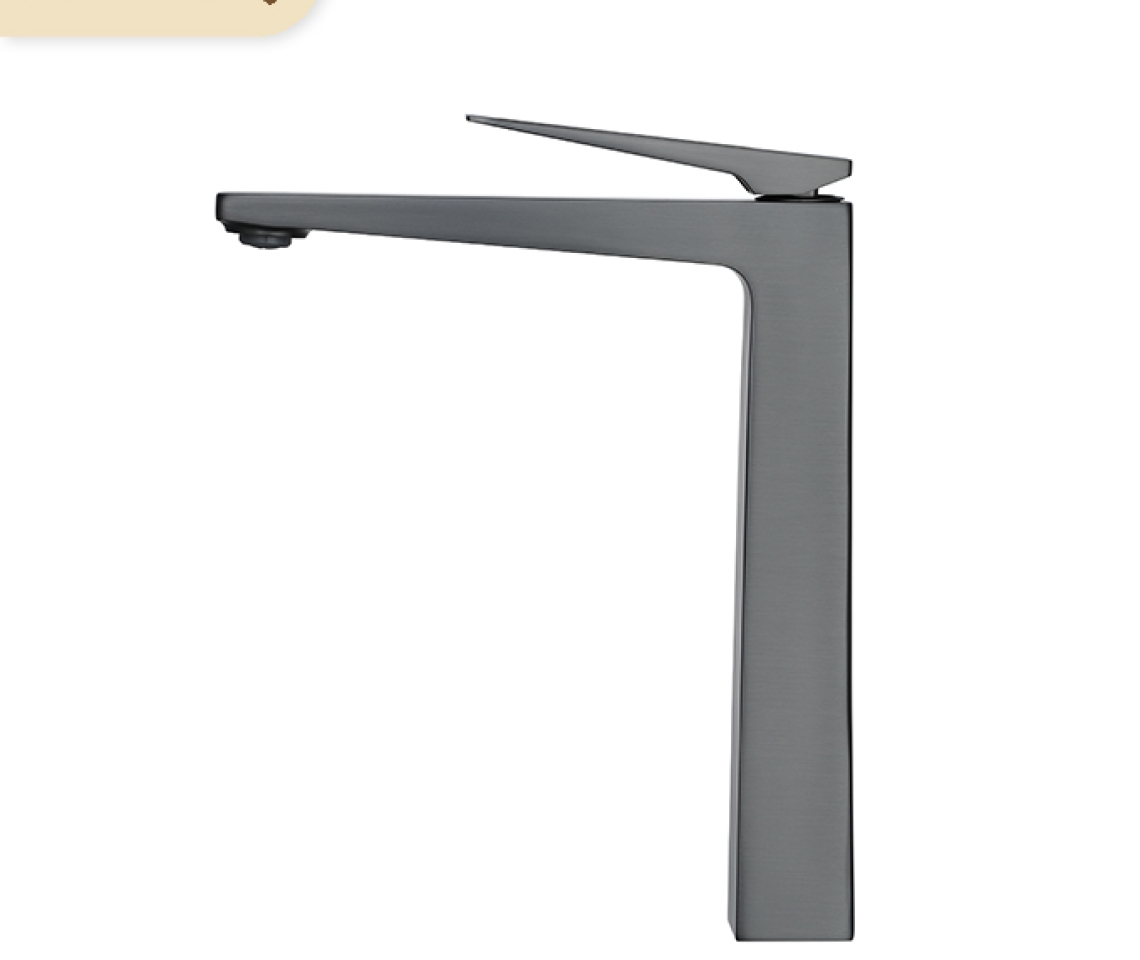 Vòi lavabo nóng lạnh Basic Lucas-HT màu PVD Titan (Vòi cao)